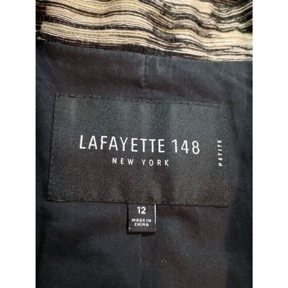 Ladies 12 Petite Lafayette 148 New York Blazer Beige Black Career Business - Picture 5 of 7